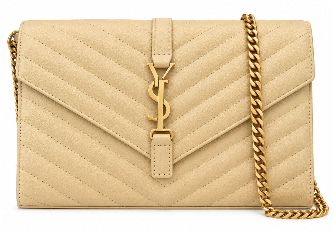 Quilted Envelope Chain Bag - Dust Beige