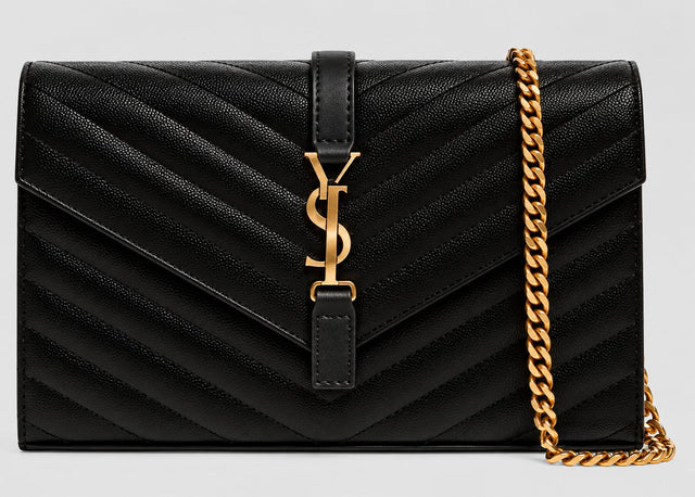 Quilted Envelope Chain Bag - Black